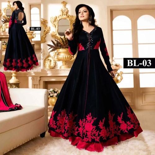 Elegant And Stylish Black Color Albela Silk Anaekali Suit